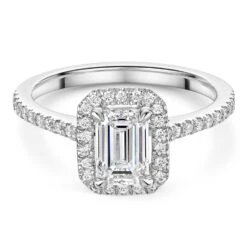 Chisholm Hunter Platinum Lab Grown 1.00ct Emerald Diamond Shoulders Halo Ring -Chisholm Hunter 61 01 04 0008