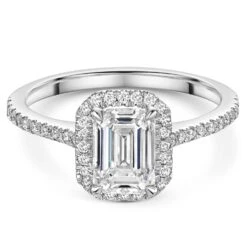 Chisholm Hunter Platinum Lab Grown 1.50ct Emerald Diamond Shoulders Halo -Chisholm Hunter 61 01 04 0009