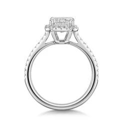 Chisholm Hunter Platinum Lab Grown 2.00ct Emerald Diamond Halo Shoulders Ring -Chisholm Hunter 61 01 04 0010 2