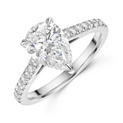 Chisholm Hunter Platinum Lab Grown 2.00ct Pear Diamond Shoulders Ring