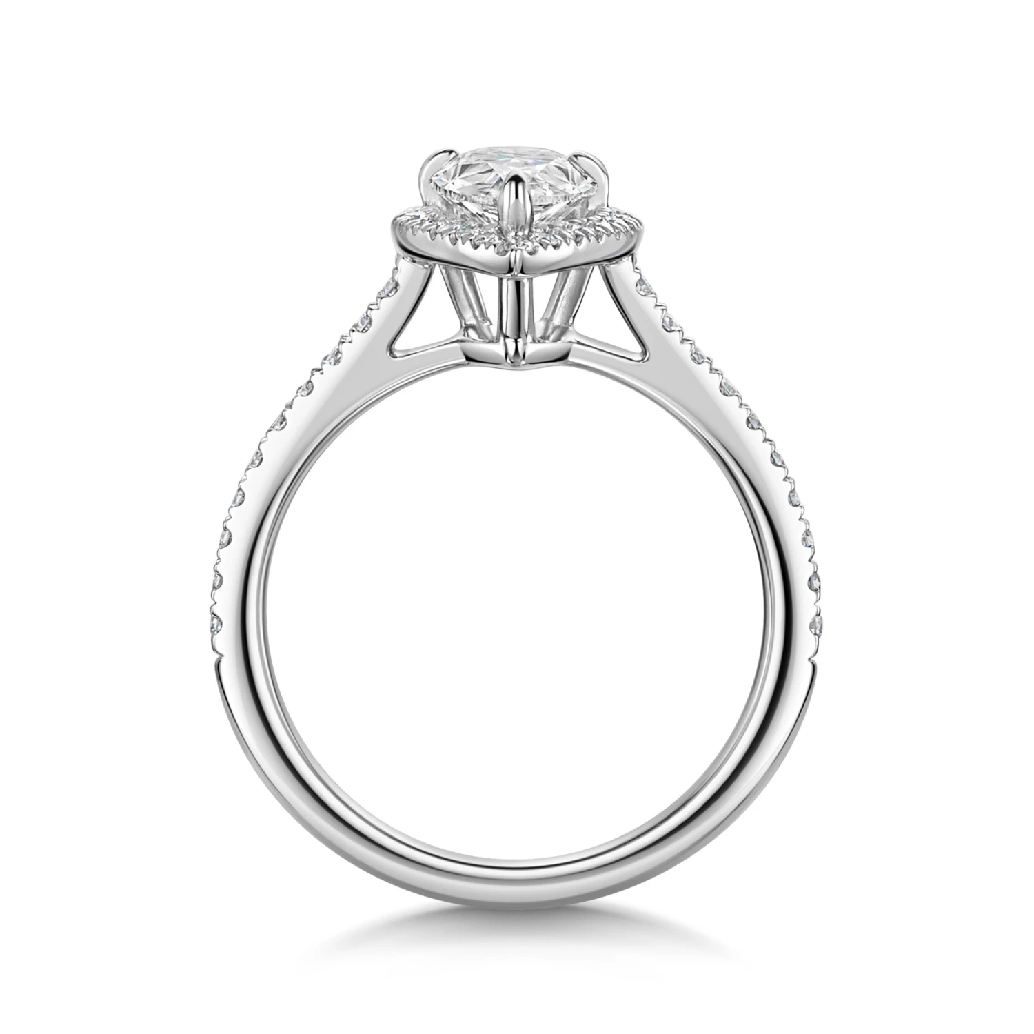 Chisholm Hunter Platinum Lab Grown 1.00ct Pear Diamond Halo Shoulders 1.25tw 6 Chisholm Hunter Platinum Lab Grown 1.00ct Pear Diamond Halo Shoulders 1.25tw - Image 4