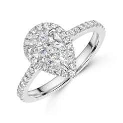 Chisholm Hunter Platinum Lab Grown 1.00ct Pear Diamond Halo Shoulders 1.25tw