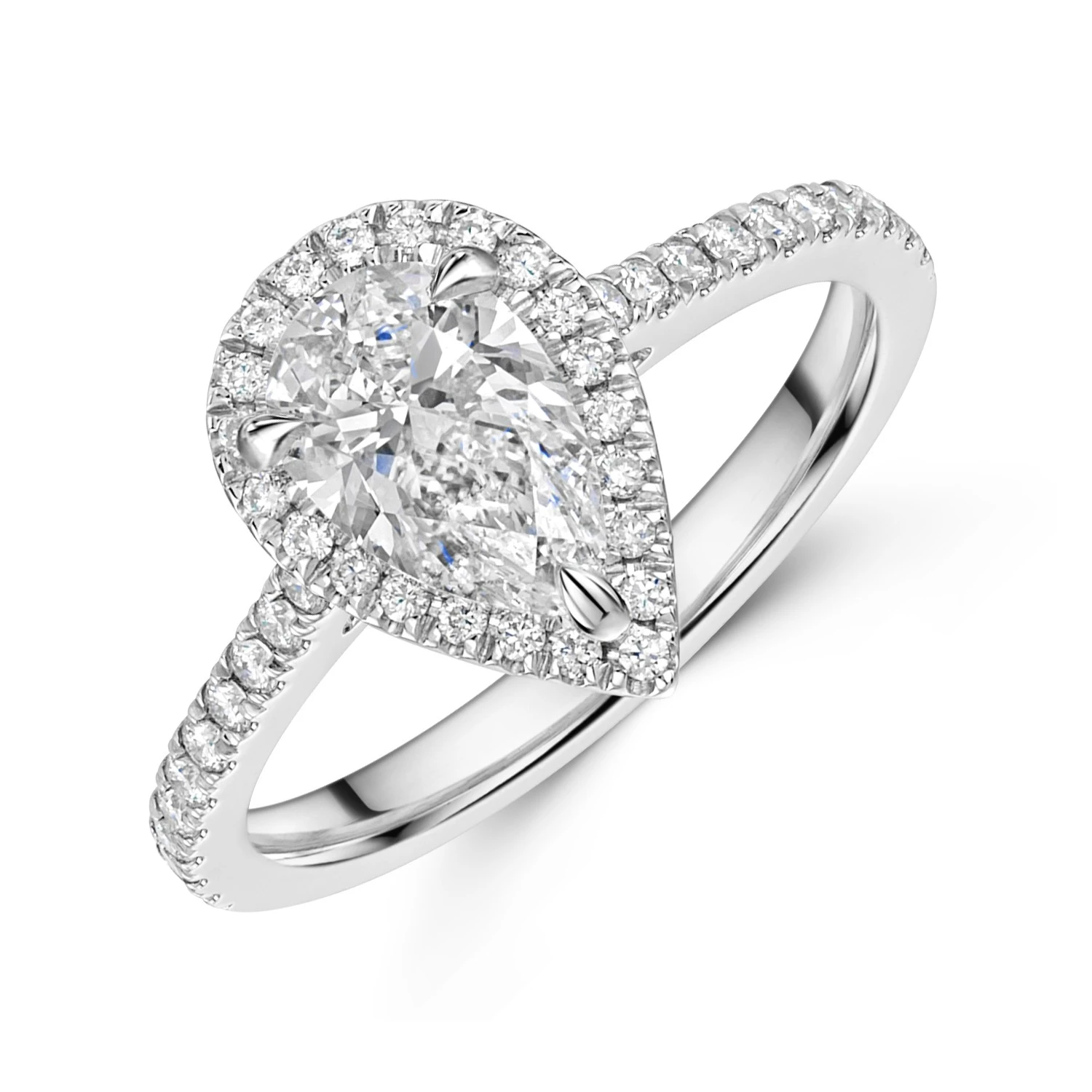 Chisholm Hunter Platinum Lab Grown 1.00ct Pear Diamond Halo Shoulders 1.25tw 3 Chisholm Hunter Platinum Lab Grown 1.00ct Pear Diamond Halo Shoulders 1.25tw