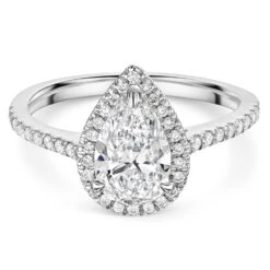 Chisholm Hunter Platinum Lab Grown 1.50ct Pear Diamond Halo Shoulders Ring -Chisholm Hunter 61 01 05 0009