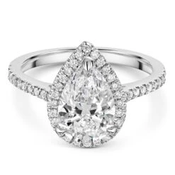 Chisholm Hunter Platinum Lab Grown 2.00ct Pear Diamond Halo Shoulders Ring -Chisholm Hunter 61 01 05 0010