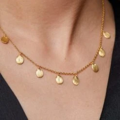 Chisholm Hunter Yellow Gold Plated Brushed Station Necklet -Chisholm Hunter ch 035