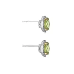 Chisholm Hunter 18ct White Gold Diamond 0.13ct And Peridot 1.80ct Halo Earrings -Chisholm Hunter e27157ga18pr001b