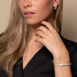 Chisholm Hunter 9ct Yellow Gold Brilliant Cut Pave Diamond 0.72ct Fancy Band Ring -Chisholm Hunter gold pave set lifestyle