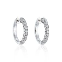 Chisholm Hunter 18ct White Gold 1.37ct Round Brilliant Pavé Diamond Hoop Earrings