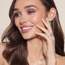 Chisholm Hunter 9ct Yellow Gold Baguette And Brilliant Cut 1.25ct Diamond Hoop Earrings -Chisholm Hunter orange 3 1