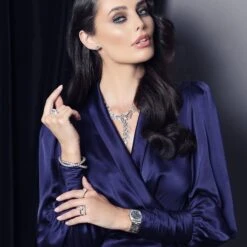 Chisholm Hunter 18ct White Gold Brilliant Cut 5.00ct Diamond Tennis Bracelet -Chisholm Hunter purple dress 7 1