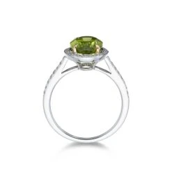 Chisholm Hunter 18ct White Gold Diamond 0.21ct And Peridot 3.15ct Halo Ring -Chisholm Hunter r27157ka18pr001c 1