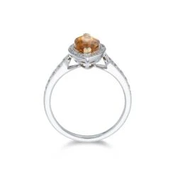 Chisholm Hunter 18ct White Gold 0.34ct Diamond And Citrine 1.48ct Halo Ring -Chisholm Hunter r27160ka18ct001c