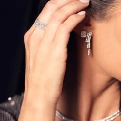 Chisholm Hunter 18ct White Gold Baguette And Brilliant Cut 1.50ct Diamond Stud Earrings -Chisholm Hunter silver dress two 1 1