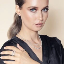 Chisholm Hunter 18ct White Gold Brilliant Cut 2.97ct Diamond Graduated Tennis Necklace -Chisholm Hunter spring lux black9 1