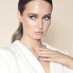 Chisholm Hunter 18ct White Gold Marquise And Princess Cut 0.90ct Diamond Cluster Ring -Chisholm Hunter spring lux white3