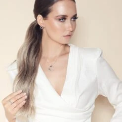 Chisholm Hunter 18ct White Gold Marquise Cut Sapphire And Mixed Cut Diamond 0.90ct Open Circle Earrings -Chisholm Hunter spring lux white5