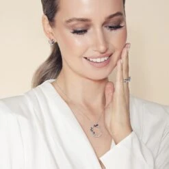 Chisholm Hunter 18ct White Gold Marquise Cut Sapphire And Mixed Cut Diamond 0.90ct Open Circle Earrings -Chisholm Hunter spring lux white7