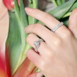 Chisholm Hunter Platinum Oval Cut 0.50ct Diamond Halo Ring -Chisholm Hunter tulip 1