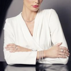 Chisholm Hunter 18ct White Gold Brilliant Cut 5.00ct Diamond Tennis Bracelet -Chisholm Hunter white blouse 5 1