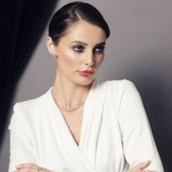 Chisholm Hunter 18ct White Gold Brilliant Cut 2.97ct Diamond Graduated Tennis Necklace -Chisholm Hunter white blouse 6